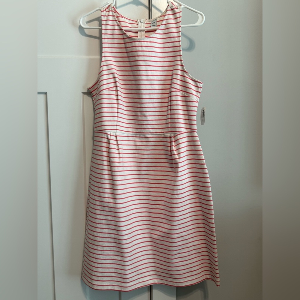 Old Navy Pink and White Sleeveless Halter Sheath Dress